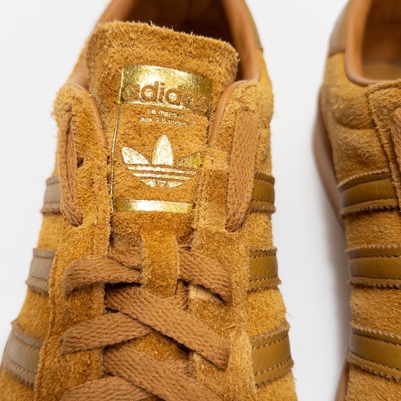 Adidas Campus Sneakers Mens 10.5 Amber Yellow Suede Low Top 3 Stripes Shoes - Picture 6 of 13